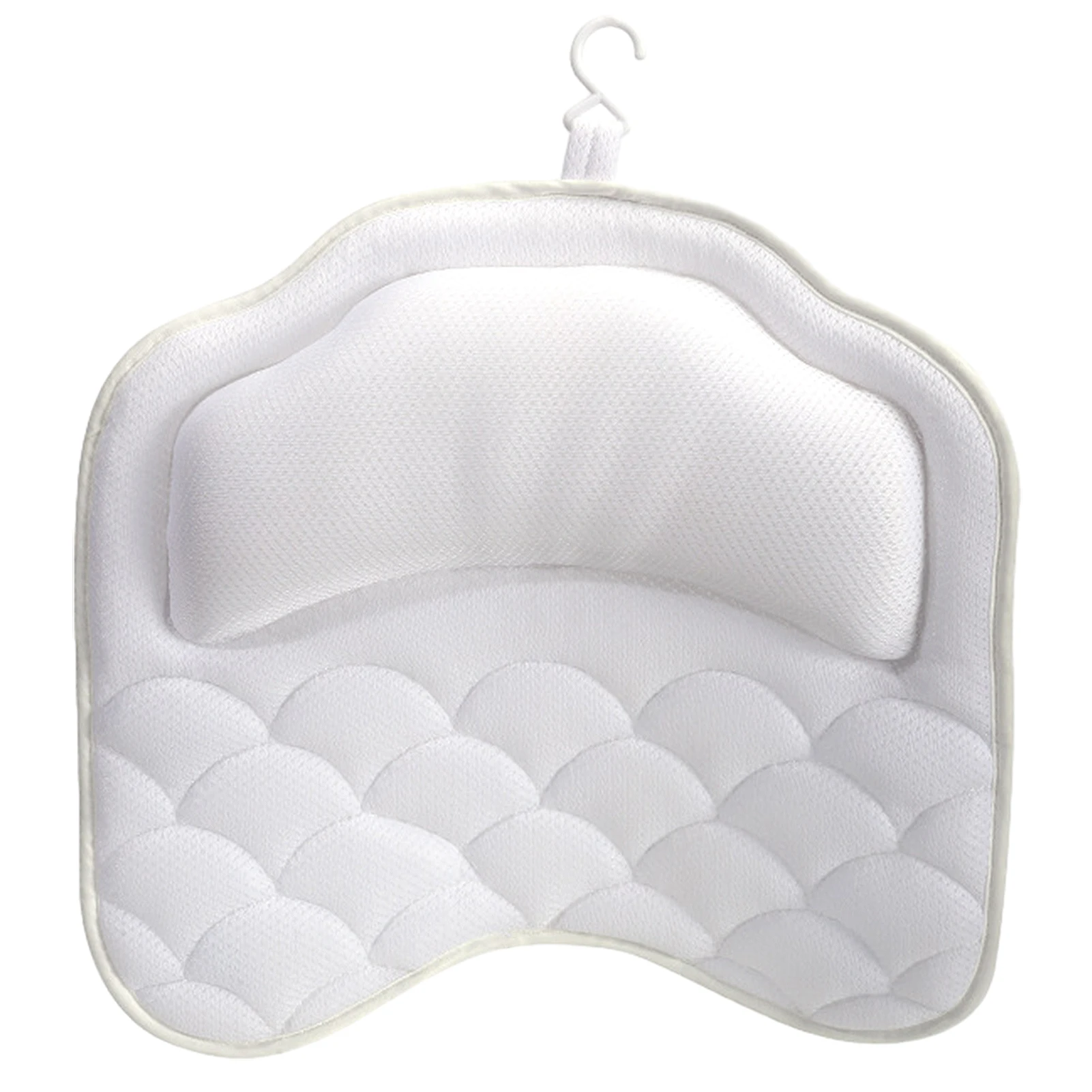 

With Suction Cups Spa Rest Accessories Head Neck Thick Padded White Portable Quick Dry Bath Pillow Mesh Breathable Home Hotel