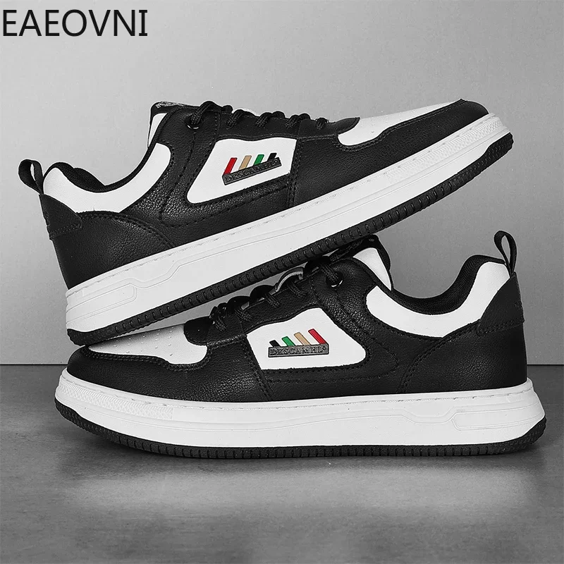 Новые кожаные мужские белые повседневные вулканизированные кроссовки дышащие