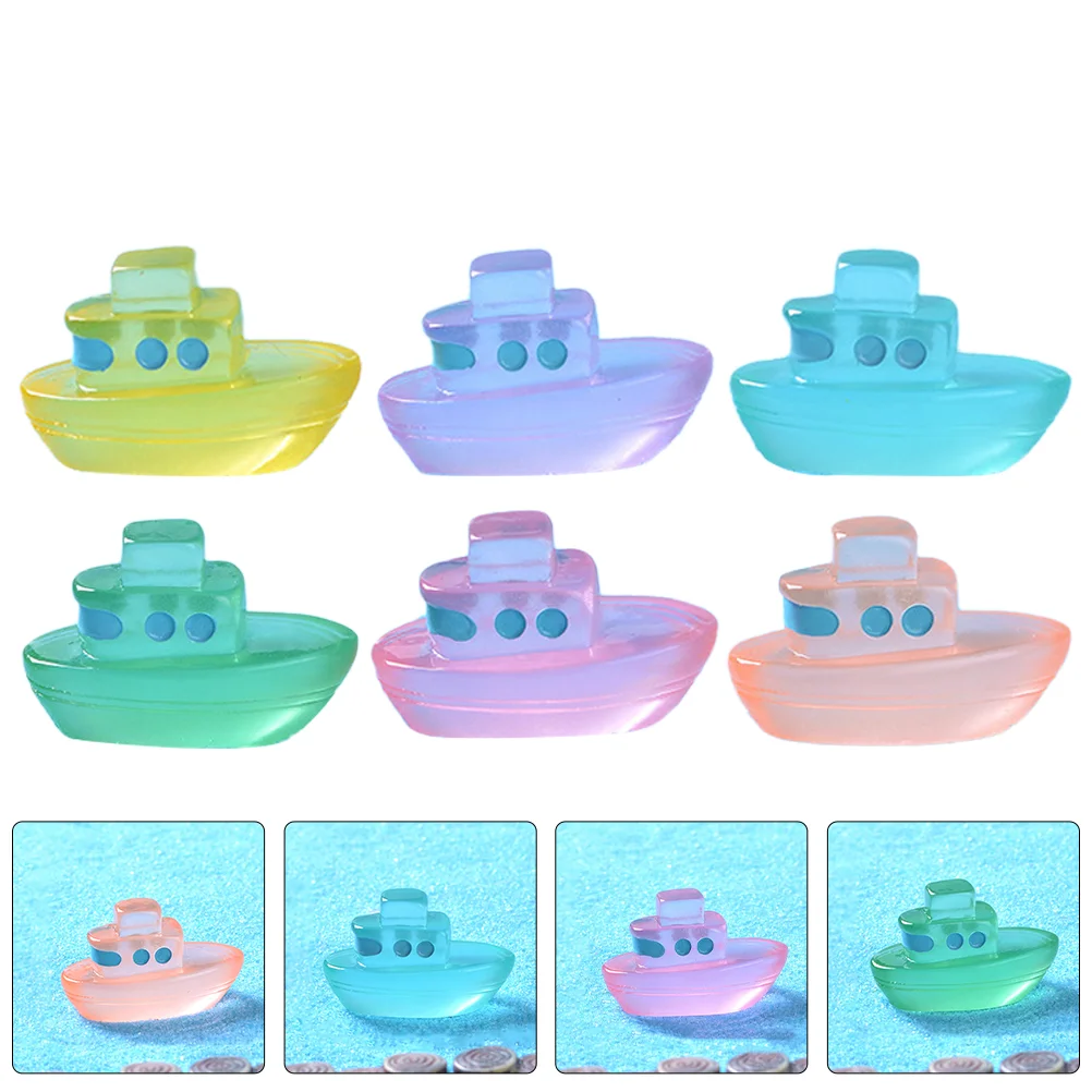 

12 Pcs House Clear Ornaments Floating Rubber Boat Resin Miniature Figurines