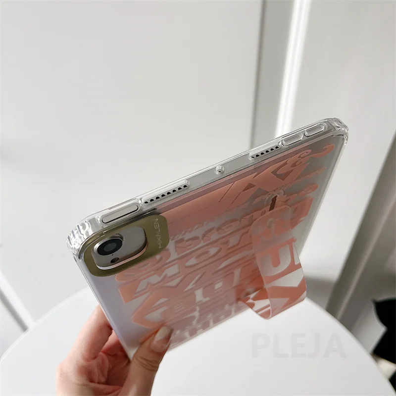 Чехол-браслет для планшета для iPad mini 6 с держателем и милым дизайном букв на прозрачной мягкой обложке для мини6 8.3 дюйма.