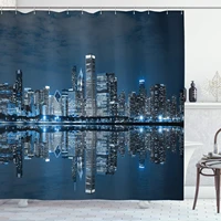 chicago skyline shower curtain sleeping city dramatic urban resting popular american lake picture cloth fabric bathroom decor