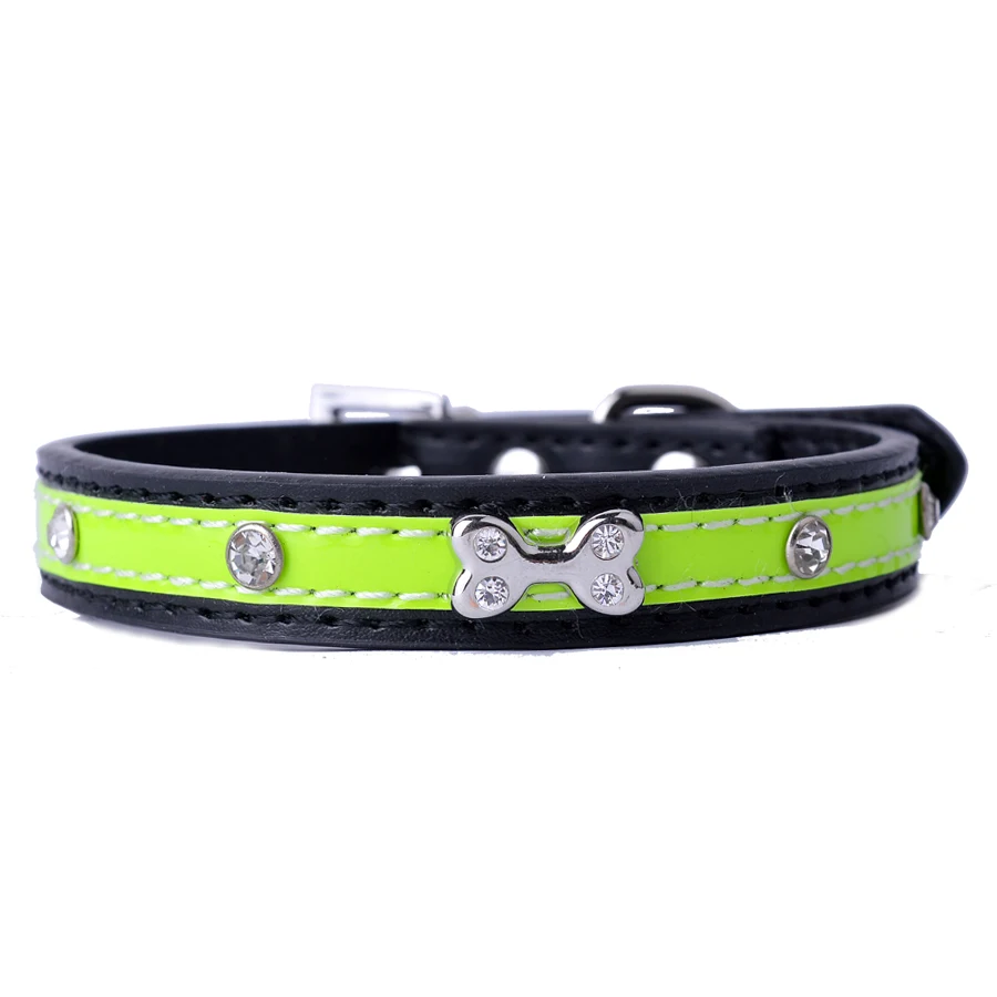Оптовые изделия для маленьких собак и кошек - ошейник из искусственной кожи с дизайнерскими камнями.