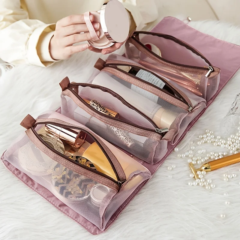 

Travel Mesh Cosmetic Bag Large Capacity Zipper Wash Bag Make Up Bags
