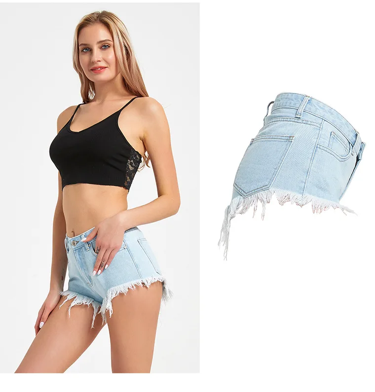 

Summer New Sexy Denim Ultra Shorts Buttocks Raw Edge Denim Wide Leg Pants Hot Pants Women