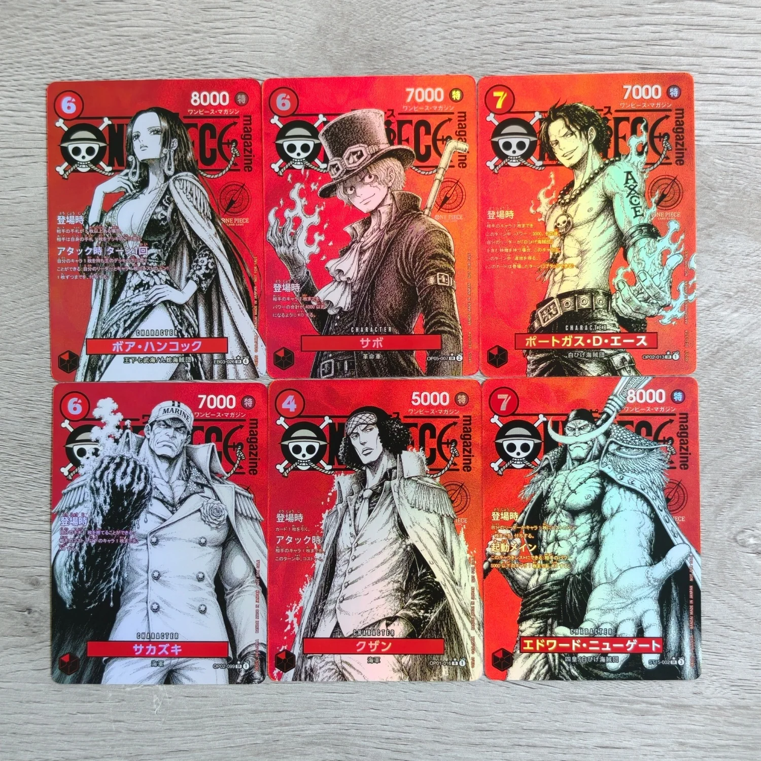Фото Самодельная японская карточка One Piece: Хэнкок EB03-026, Луффи ST21-014, Сабо, Эйс, красная обложка журнала, коллекционная игровая карточка-игрушка. №1