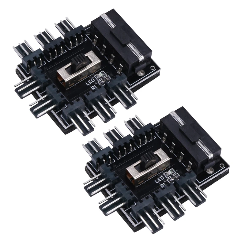 

2X PC 1 To 8 4Pin Molex Cooler Cooling Fan Hub Splitter Cable PWM 3Pin Power Supply Speed Controller Adapter