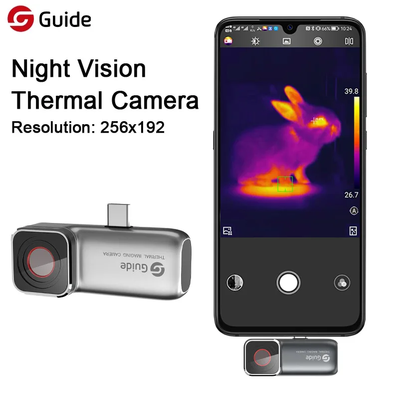 

Guide MobIR 2S 2T Outdoor Night Vision Infrared Thermal Imager Resolution 256×192 Thermal Camera for Mobile Phone TYPE-C