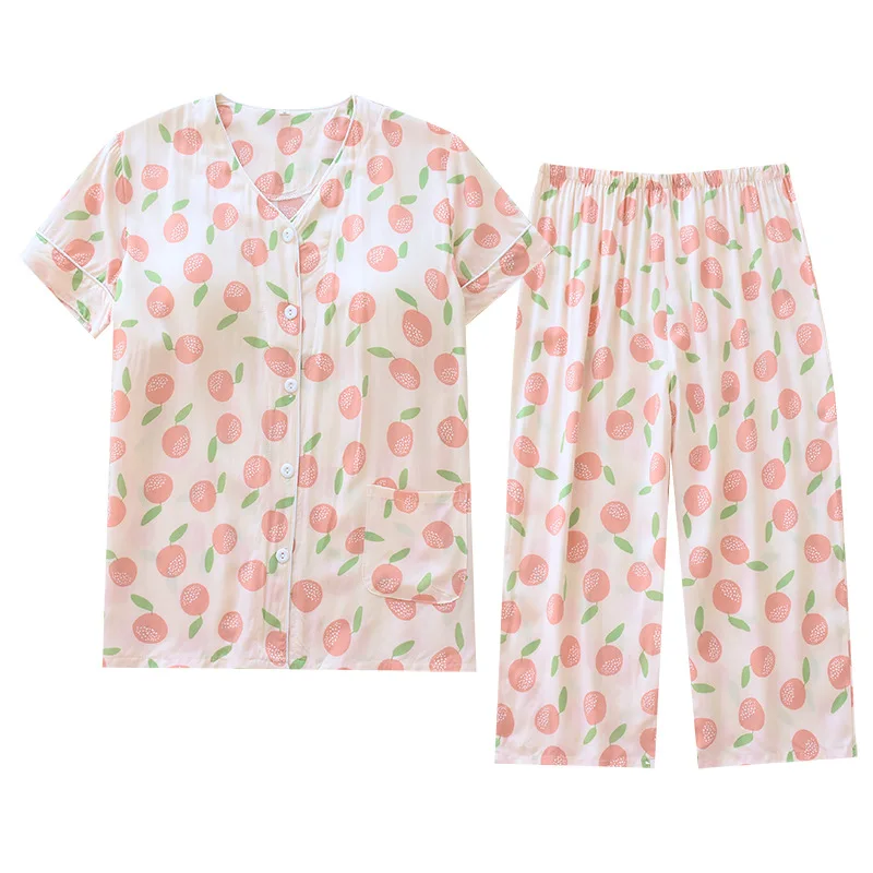 Pajamas Women's Suit Bra-free Thin Section with Chest Pad Cool Cotton Home Service Living Wear Breathable and Leisure Nightwear