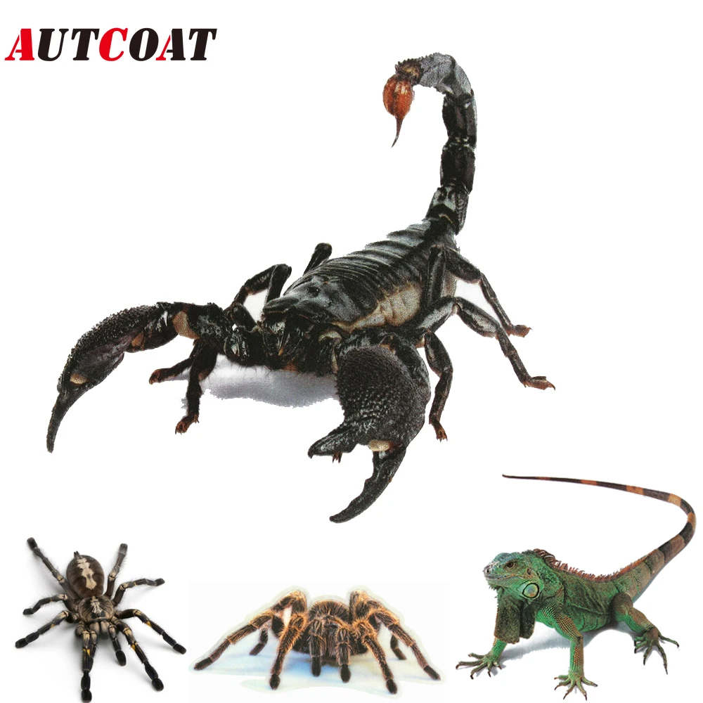 

AUTCOAT 1Pcs 3D Car Stickers Decals Realistic Animal Spider/Scorpion/Lizard Classic Personality Waterproof Body Car Accessories