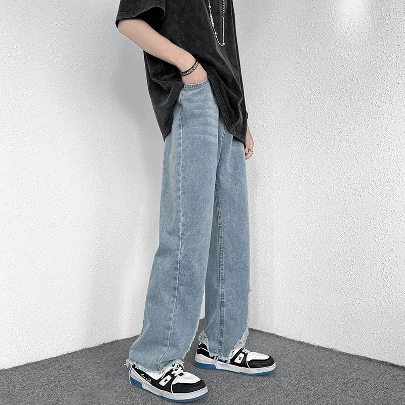 Men's Jeans Harajuku Trend Casual Solid Color Straight Loose Jeans Korean Style Hip Hop Jeans Y2k Streetwear Boyfriend Jeans MEN