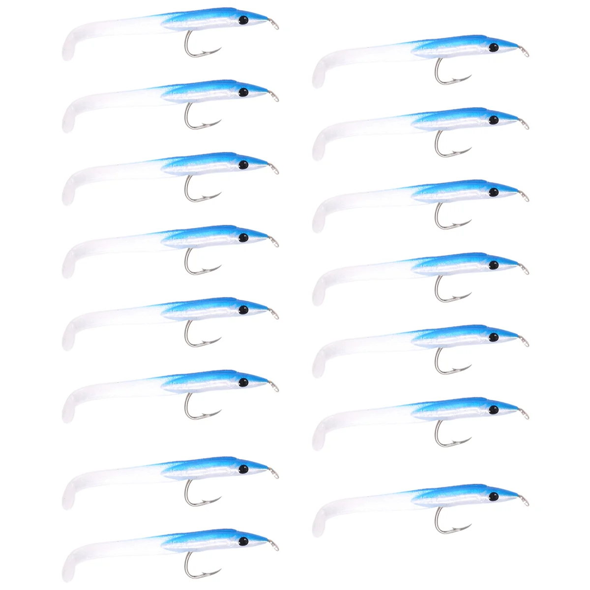 SUNMILE Fake Fishing Lure Sea Bait with Hook Eel Bionic 5cm/0.6G T Tail Soft Insect Simulation 15Pcs Blue