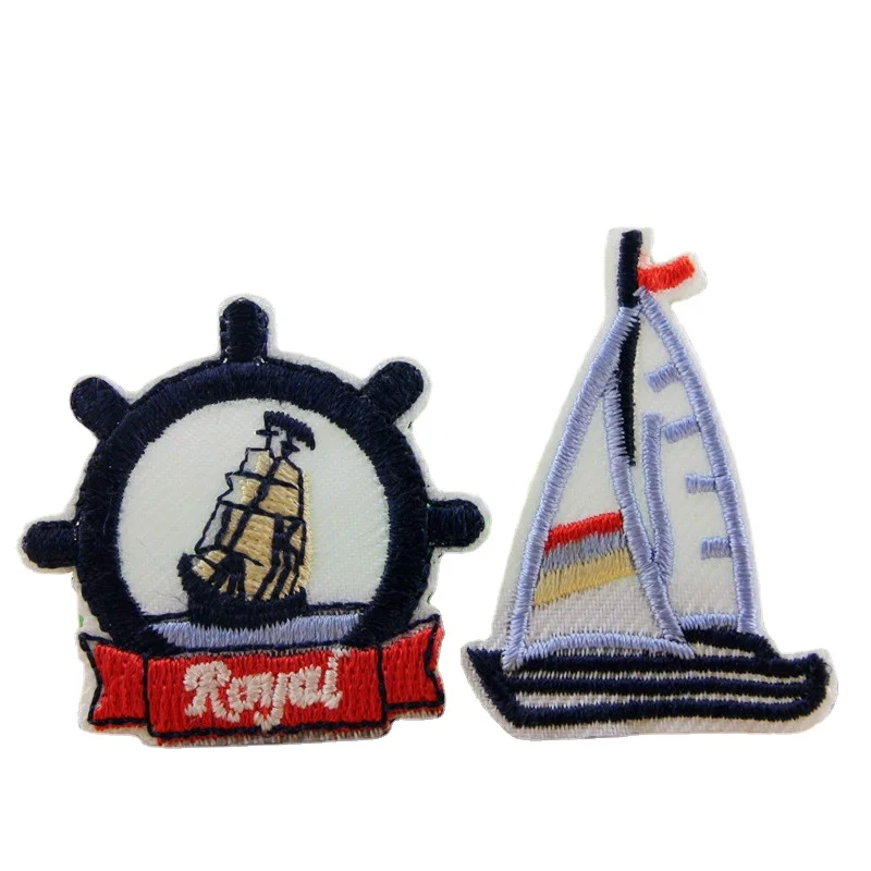 

100Pcs/lot Vintage Cheap Small Sailing Boat Royal Anchor Embroidey Patch Shirt Bag Clothing Decoration Carft Sewing Accessory