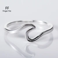 fashion simple alloy silver plated wave ladies ring wedding anniversary gift beach party jewelry