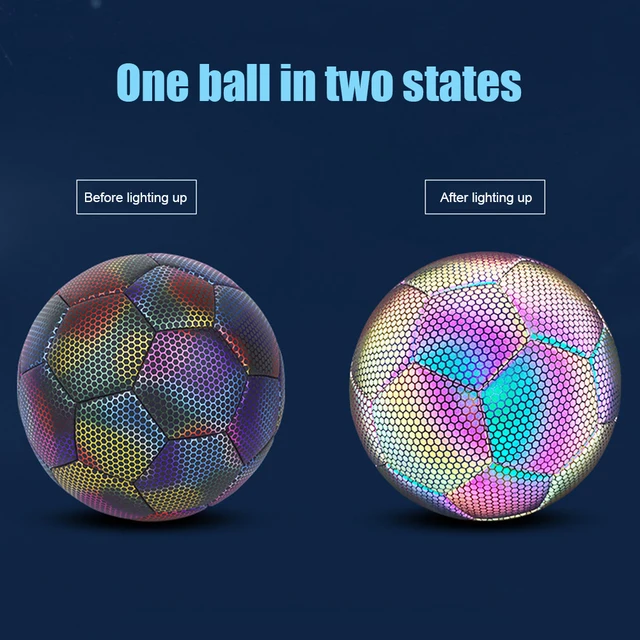 Luminous Glowing Up Soccer Ball Size 5 PU Soccer Ball with Reflective Standard Holographic Design Perfect for Sports Entertainment, Outdoor Team Play and Adults Toys 2