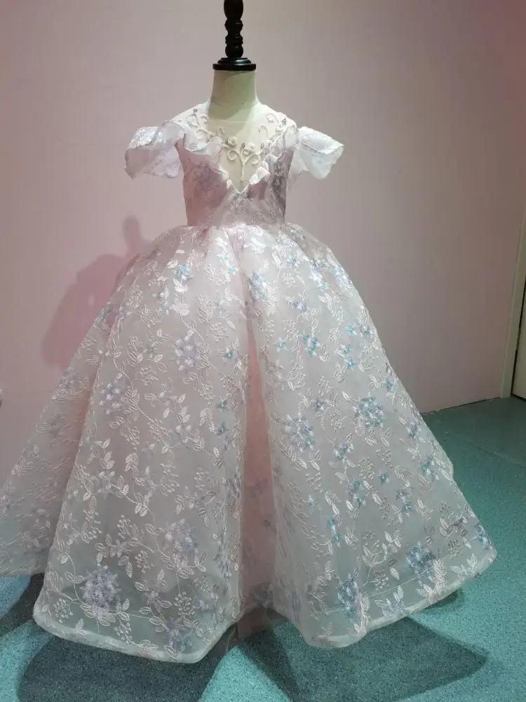 Платье с цветочной вышивкой для девочек детские свадебные платья детское платье