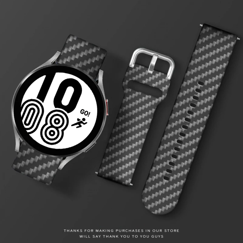 

Carbon Fiber Band For Samsung Galaxy Watch 4/Classic/46mm/42mm/44mm/40mm/3/45mm/41mm/Active 2 20mm 22mm Silicone Strap