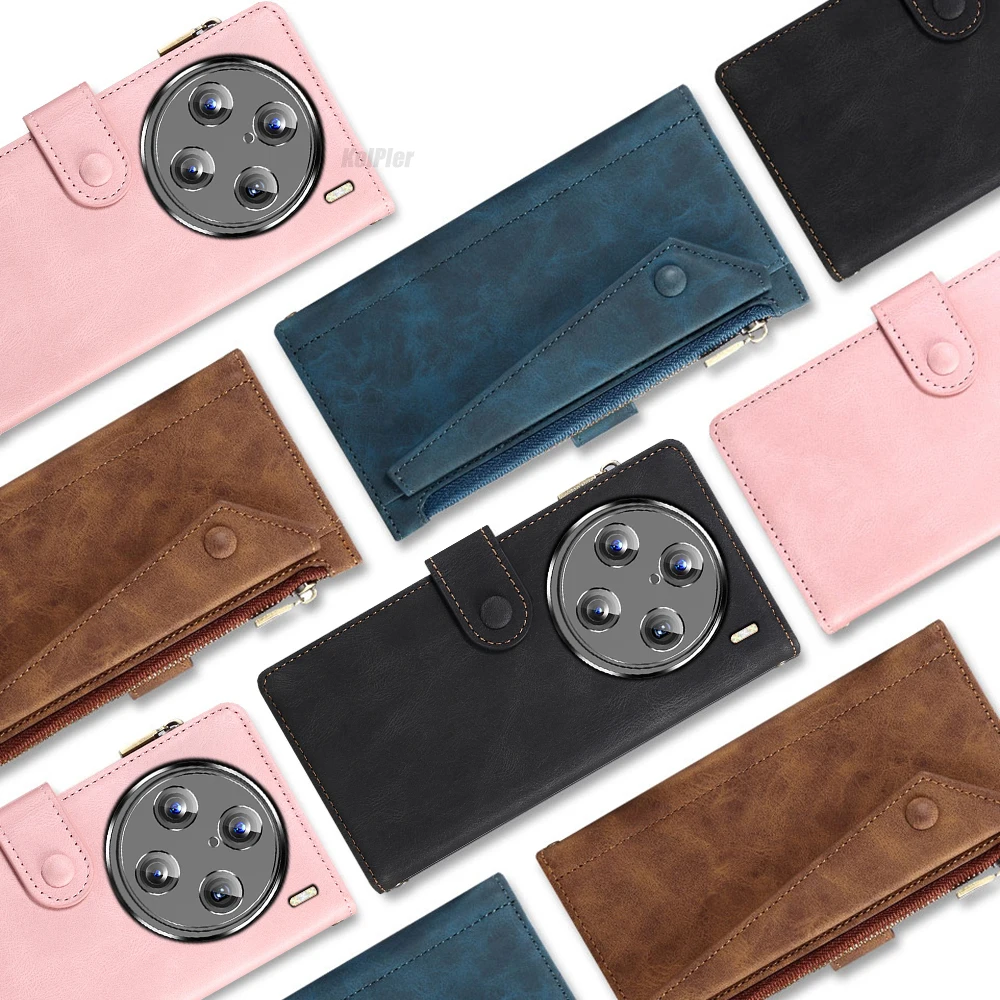 Кожаный чехол-книжка для смартфона Vivo X100s Pro X100sPro