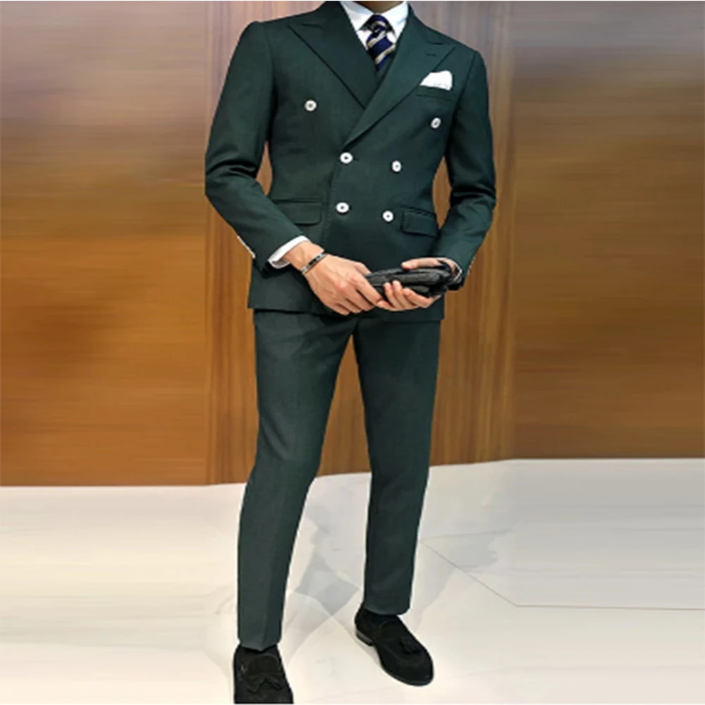 Men Wedding Suit Slim Fit Suits For Man Black White Blue Jackets Pants 2 Pieces Classic Business Formal Party Costume Homme 2022