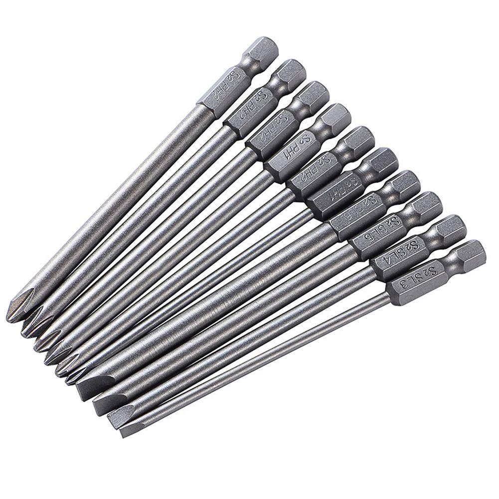

10 Pcs Magnetic Slotted PH2 Screwdriver Bit S2 Steel 1/4 Hex Shank 100mm F1FC Made Of High-strength S2 Alloy Steel Tough