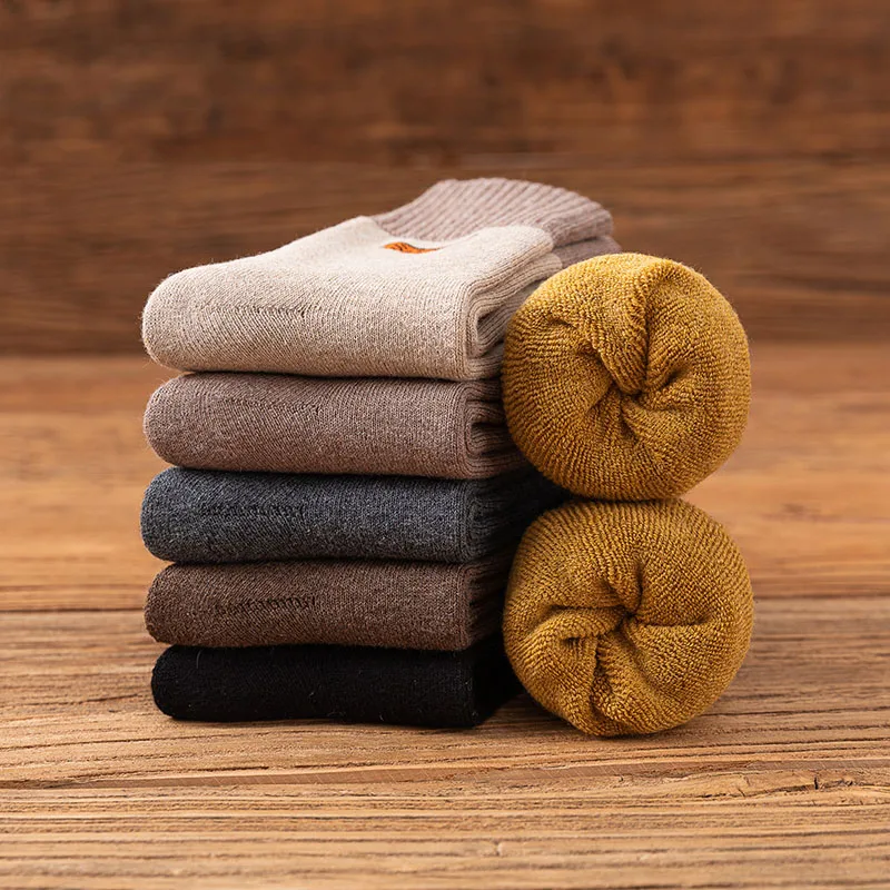 Winter Men's Thick Cotton Socks Harajuku Retro Warm Fashion Casual Long Socks Men 10 Pair