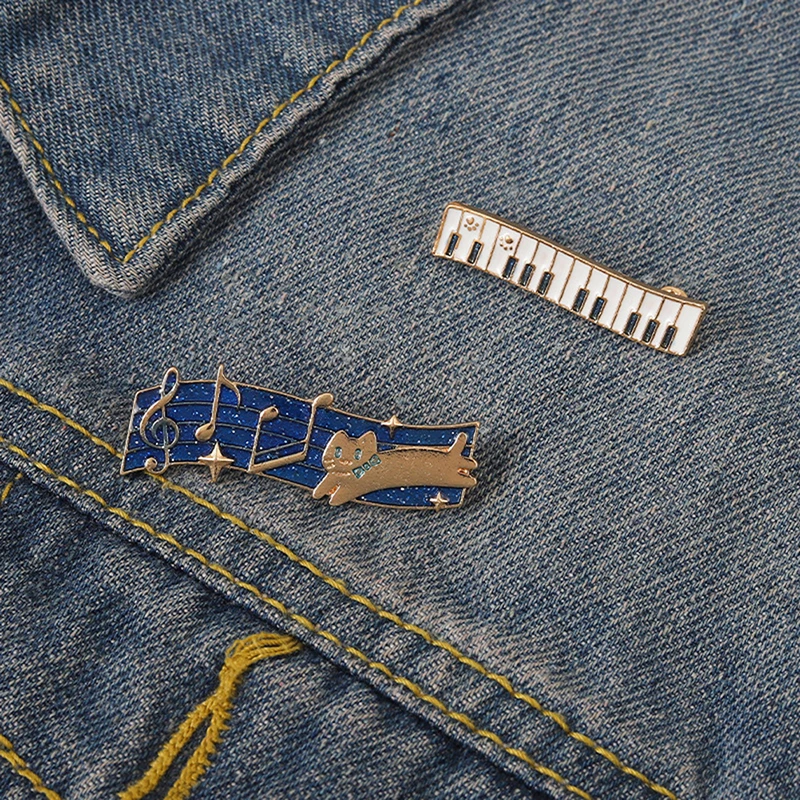Эмалированные броши для фортепиано-ключей для женщин и мужчин, аксессуар для подарка