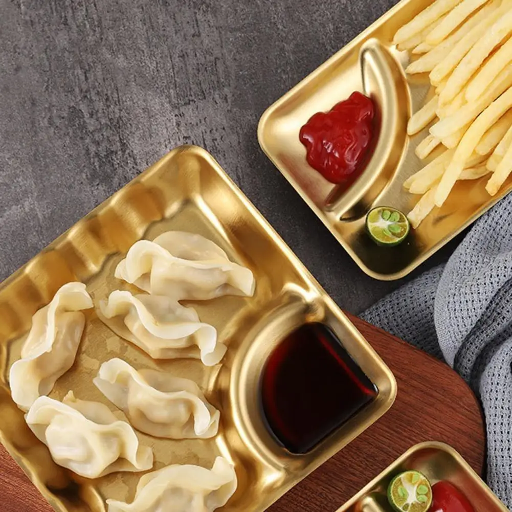 2 секции тарелка для закусок полировка 304 нержавеющая сталь малыши Дети Легкая