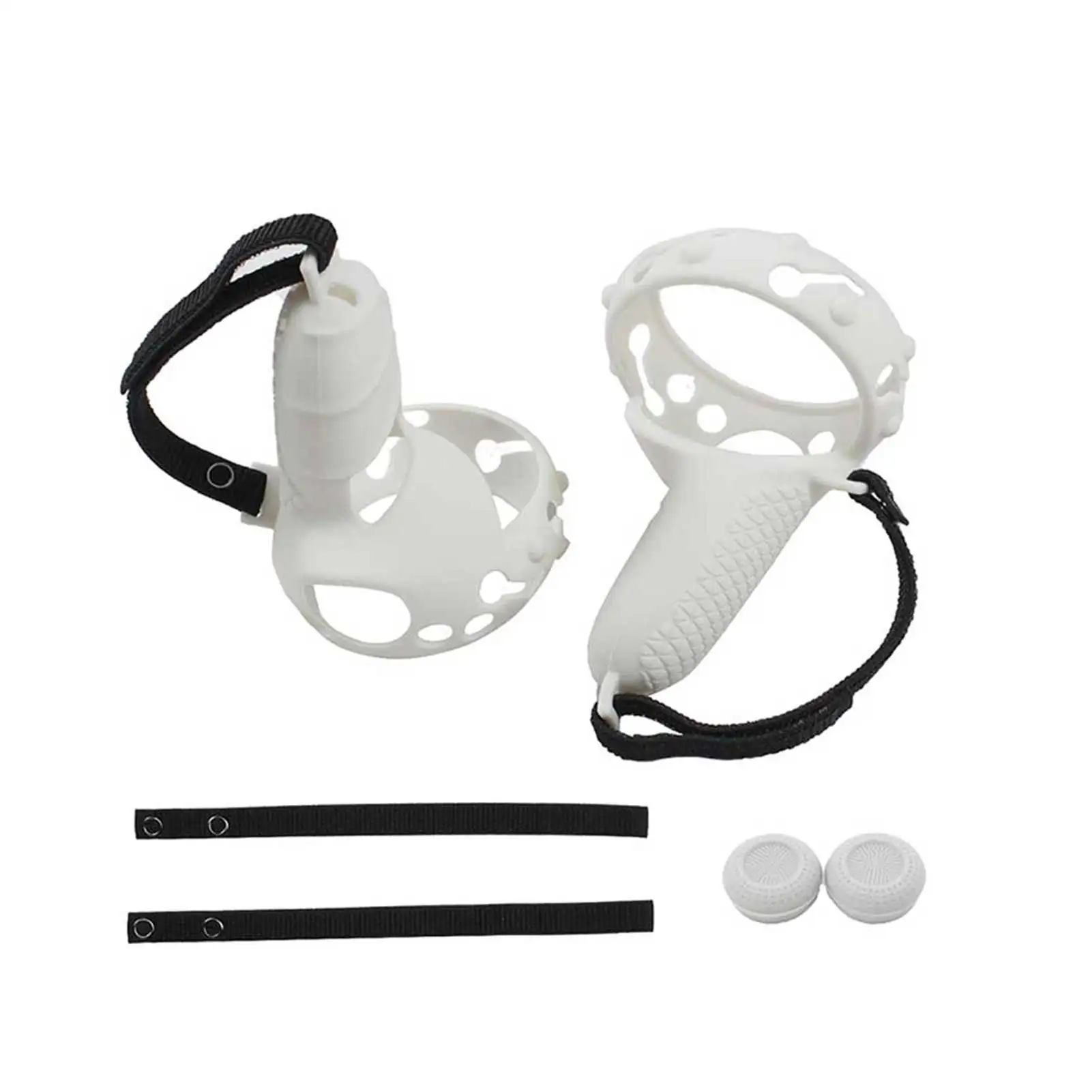 

1pair Handle Touch Easy Install Non Slip Gaming Silicone Shockproof Controller Grip Cover With Knuckle Strap For Oculus Quest 2