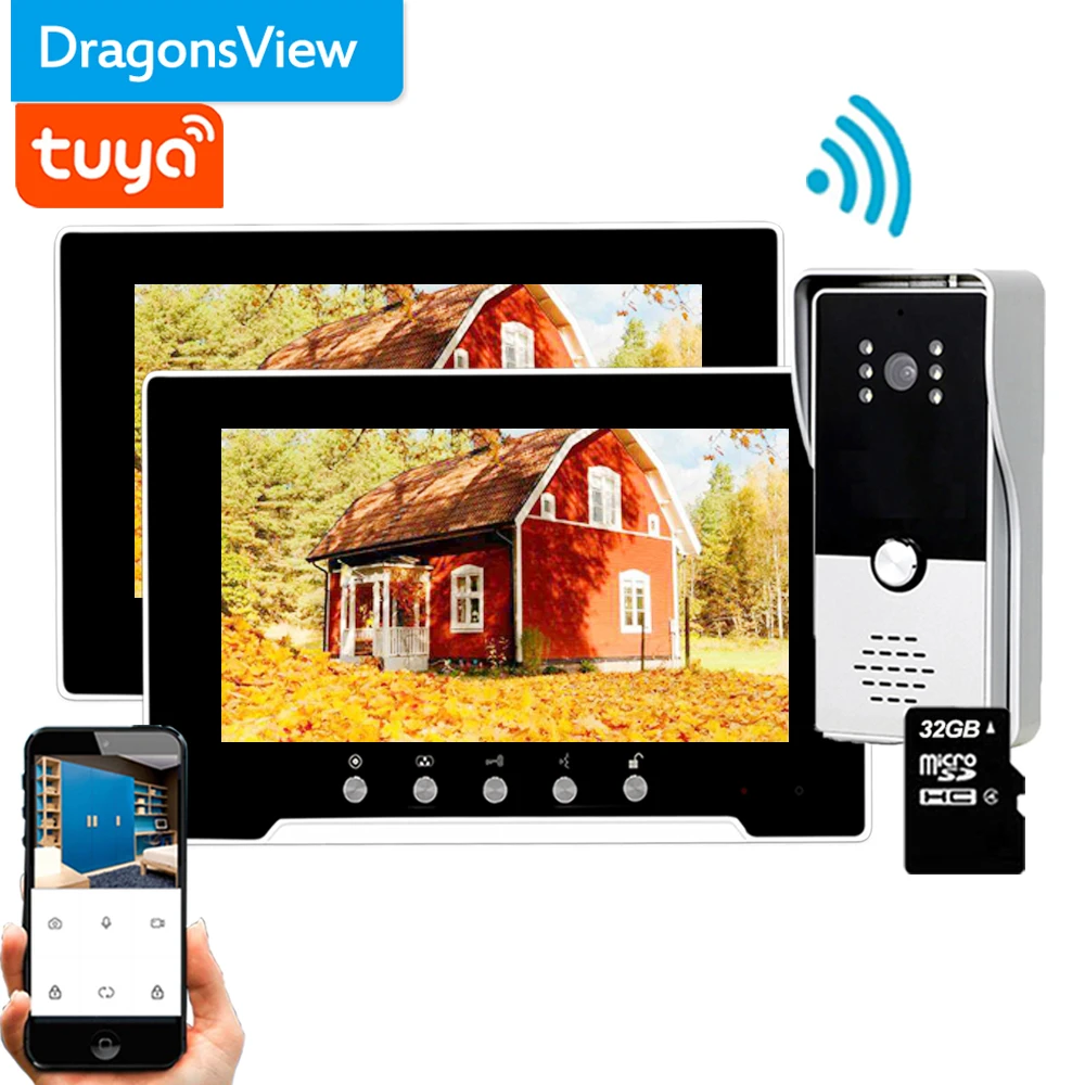 Dragonsview Touch Screen Wifi Wireless Video Intercom Door Phone Doorbell System 1080P Record Motion Detection Rainproof Night