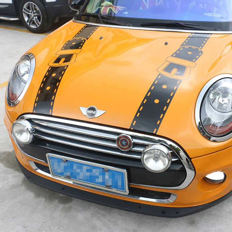 

Personality straps style auto decoration,car-styling vinyl stickers and decals on car hood,DIY refit cover for MINI cooper