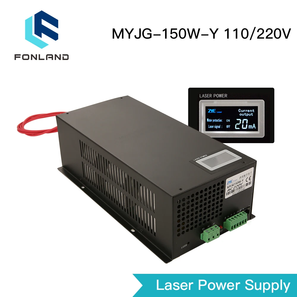 FONLAND 150W Laser Power Supply Source MYJG-150W 110/220V With Display Screen for Co2 Laser Tube Cutting Machine Source KIN