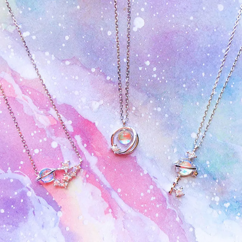 

Dream Universe Meteor Choker Necklace for Women Sky Aurora Glaze Pendant Necklace Clavicle Chain Jewelry Gifts