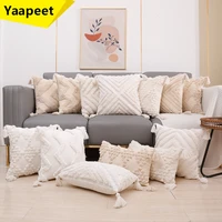 boho cushion cover 45x45cm 30x50cm beige white pillow covers decorative pillow case square bohemian decor macrame pillowcase