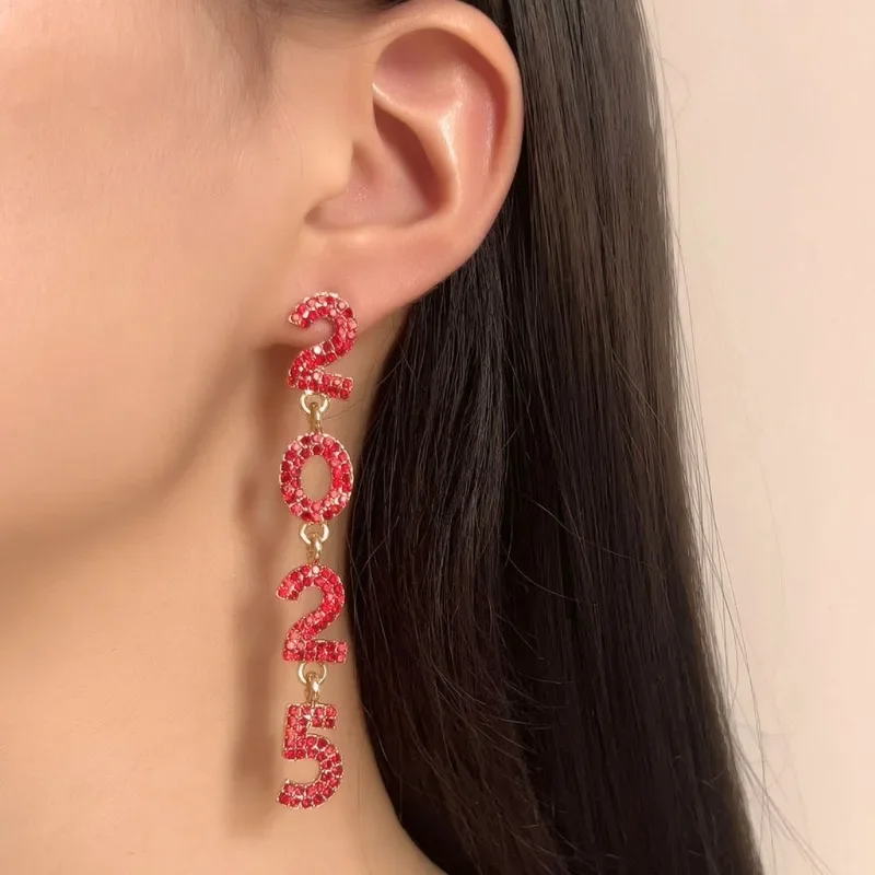 2025 цифровой сплав циркон камень длинные серьги с кисточками модные элегантные