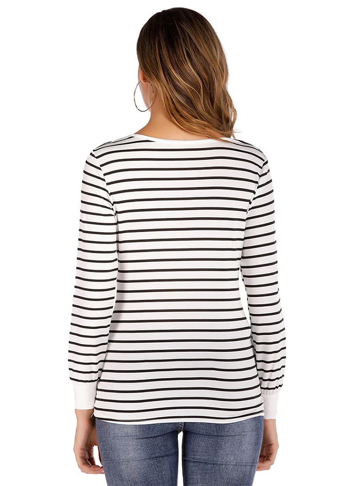 Striped Maternity Tops Long Sleeve Nursing Shirt Breastfeeding T-shirt Pregnancy Clothing Nurse Mom Clothes for Nursing Mothers enlarge