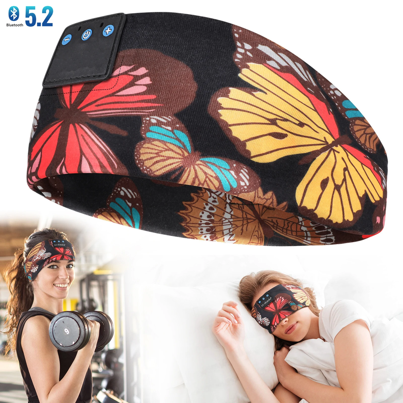 

Floral Bluetooth 5.2 Sleep Headphones Sleeping Headphones Sleep Mask Sports Run Music Headband for Best Gift Travel Side Sleeper