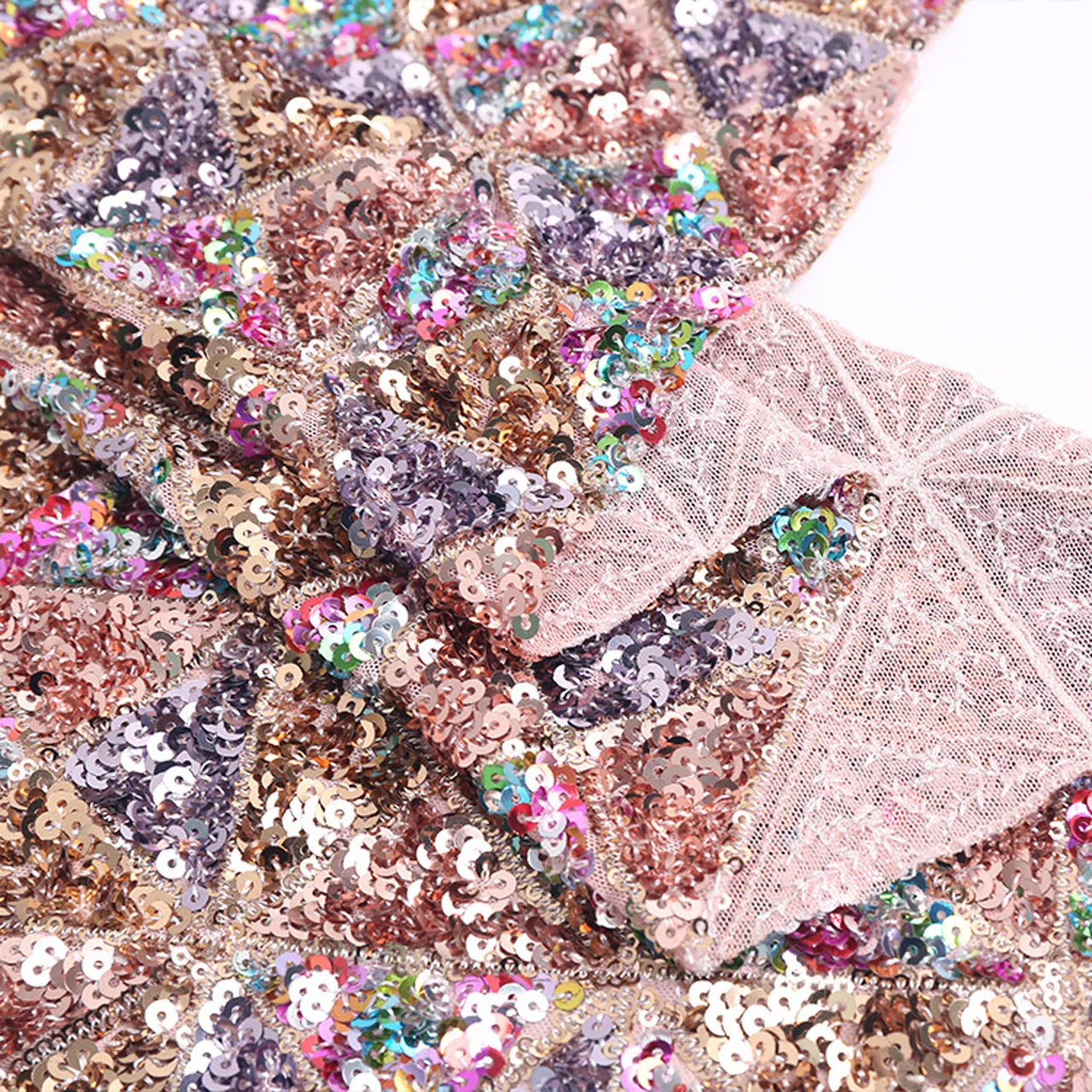 

Блестящая ткань с геометрическими блестками, стрейчевая сетчатая ткань для юбки, Свадебный Материал