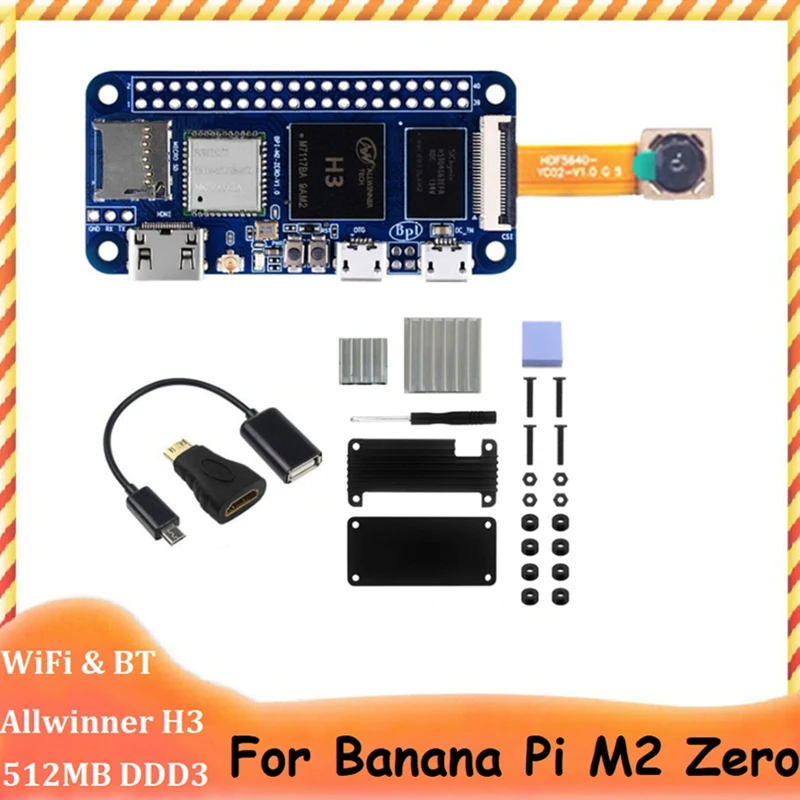 

Макетная плата для Banana Pi M2 Zero Quad-Core + камера OV5640 + USB-кабель + алюминиевая фотография (не сварка)