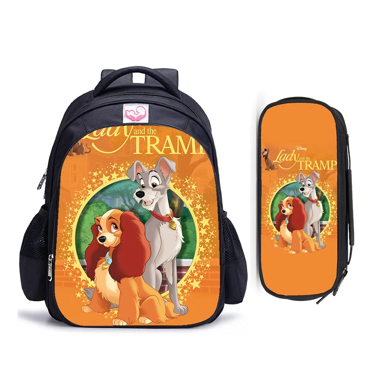 16 Inch Disney Lady and the Tramp Backpack Boy Girl School Shoulder Bag Student Children School Bags College Rucksack Mochila