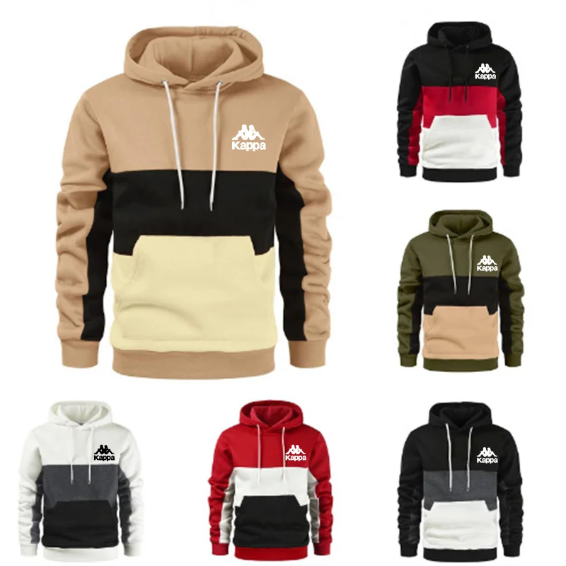 

Мужская толстовка KAPPA с капюшоном, Повседневная Свободная Флисовая теплая уличная модная осенне-зимняя спортивная верхняя одежда