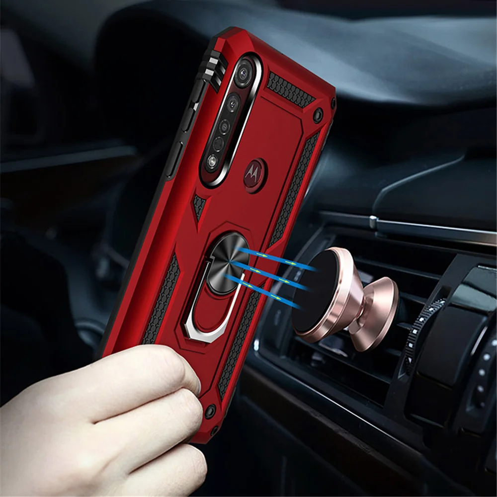 Ударопрочный чехол для Motorola MOTO One macro Armor Moto G8 Plus Play чехол-бампер с кольцом