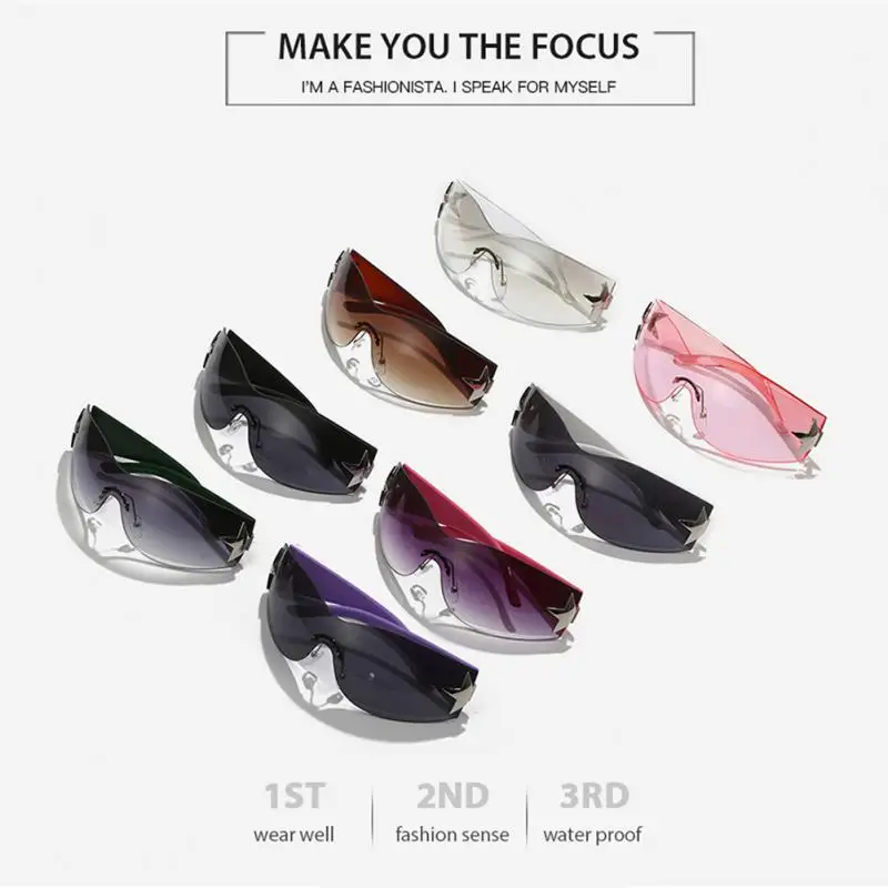 

Rimless Sun Glasses One Piece Personality Eyewear Outdoor Polarized Eyeglasses Fashion Goggle Frameless Uv400 Punk Shades Luxury