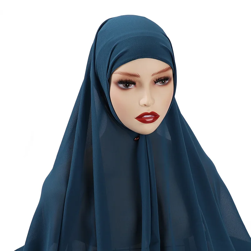 Muslim Chiffon Khimar Hijab Scarf Women Long Solid Color Head Wrap For Women Hijabs Scarves Ladies Muslim Veil Jersey Hijabs