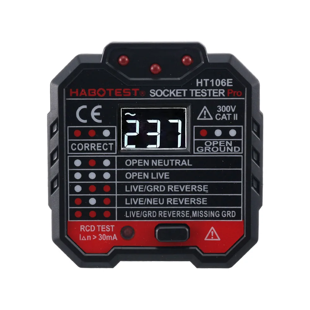 1 шт. Habotest HT106B D E тестер розеток цифровой дисплей детектор напряжения США ЕС