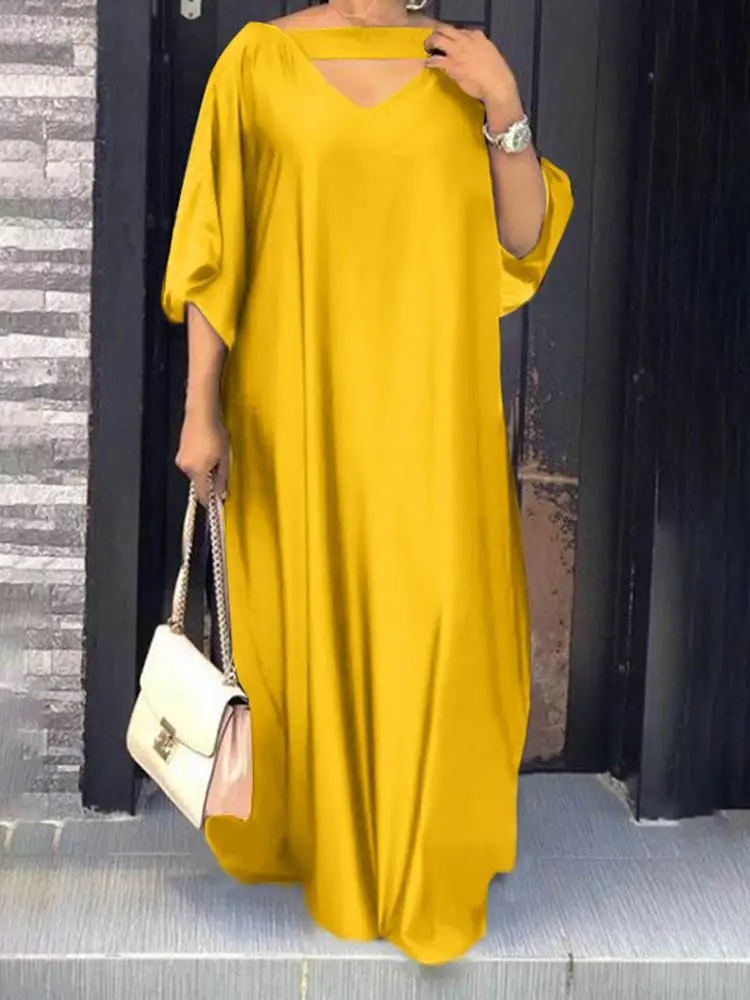 

Y2 Fashion Sexy Half Sleeve Party Long Dress 2022 VONDA Summer Sundress Women Vestido Bohemian Casual Holiday Dress Femininas