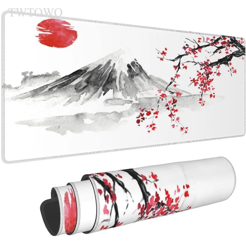 

Japanese Style Mount Fuji Cherry Blossoms Sakura Mouse Pad Gamer XL Custom Mousepad XXL keyboard pad Office Carpet Table Mat