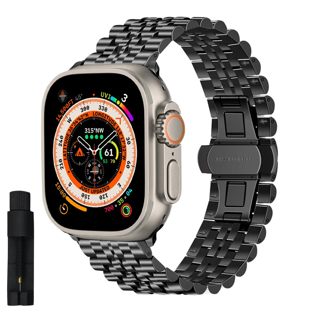 

For apple watch series 8 7 band 45mm 41mm ultra 49mm Stainless Steel strap for iwatch 6 5 4 se 44mm 40mm 3 42mm 38mm bracelet
