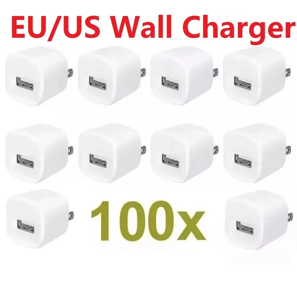 

100 шт. 5 в 1A ЕС США AC домашнее дорожное настенное зарядное устройство USb адаптеры питания для I-phone Samsung S10 S20 htc Android phone