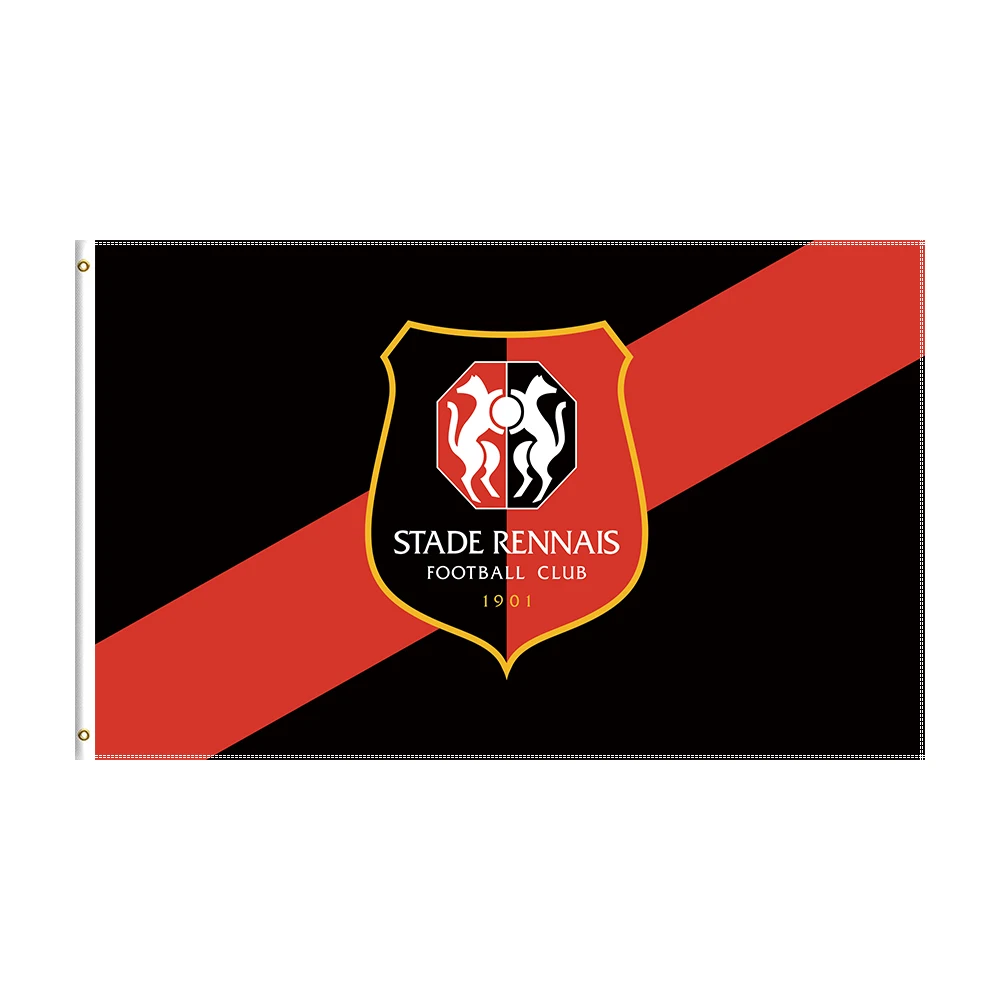 

3x5 Ft Stade Rennais F.C Flag Polyester Printed France Football Team Banner For Decor