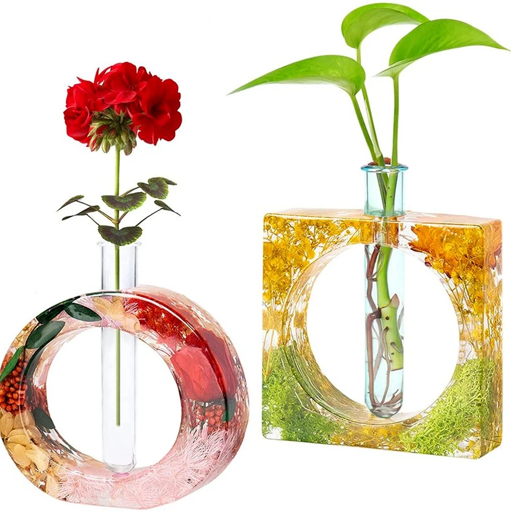 Hydroponic Hexagonal Plant Propagation Station Mold DIY Heart Shaped Epoxy Resin Vase Silicone Molds Home Office Decoration images - 6