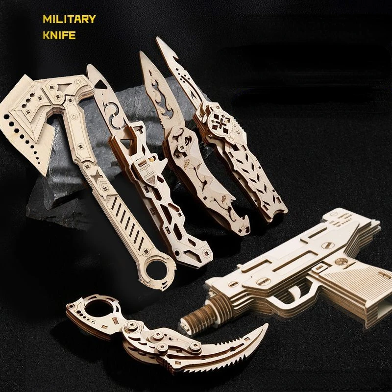 3D головоломки деревянная игрушка поддельный нож CSGO пистолет складные ножи с когтями 10 видов набор для ручной сборки подарок для взрослых подростков DIY подарки
